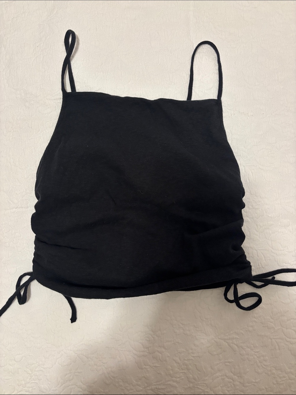 aerie Black Ruched Side Tie Camisole